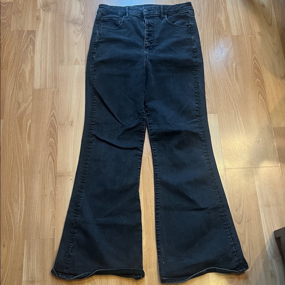 American Eagle Outfitters faded black wide leg  Button fly Jeans